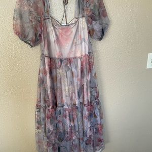 gorgeous h&m floral mesh dress with slip